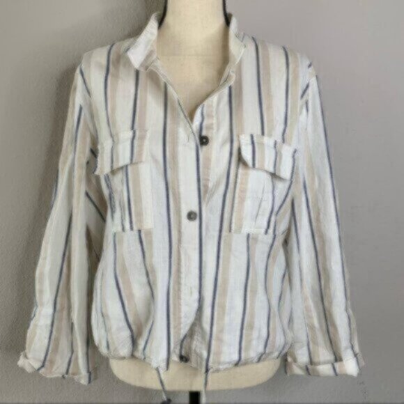 NWOT Rails Rowan Striped Linen Lightweight Button Down Jacket - Picture 6 of 14